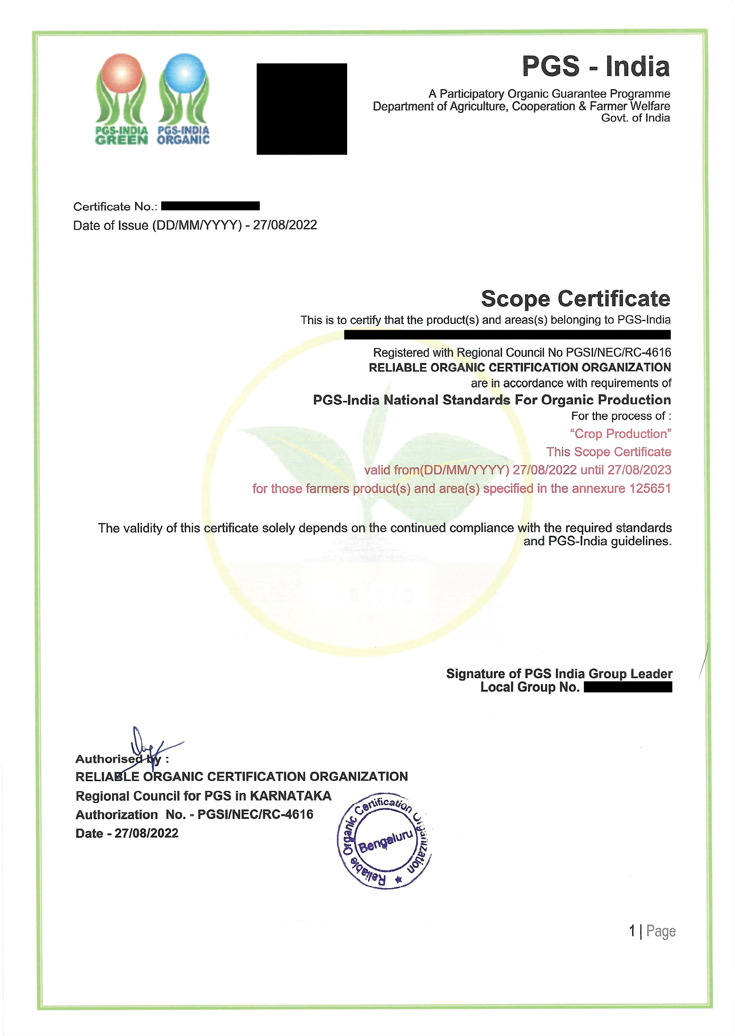 Shivganga Certificates D-01